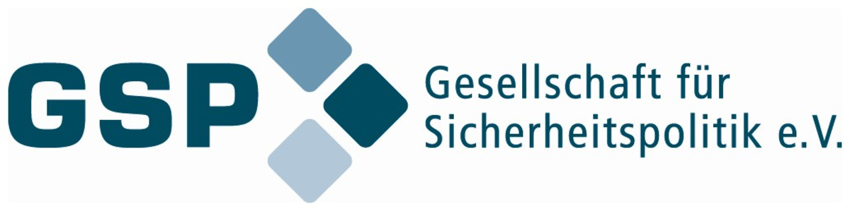 GSP-Logo mit vier verbundenen Rauten und dem Text: Gesellschaft für Sicherheitspolitik e.V.